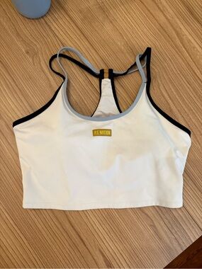 P.E NATION Cream and Mustard Sports Crop with Black Trim